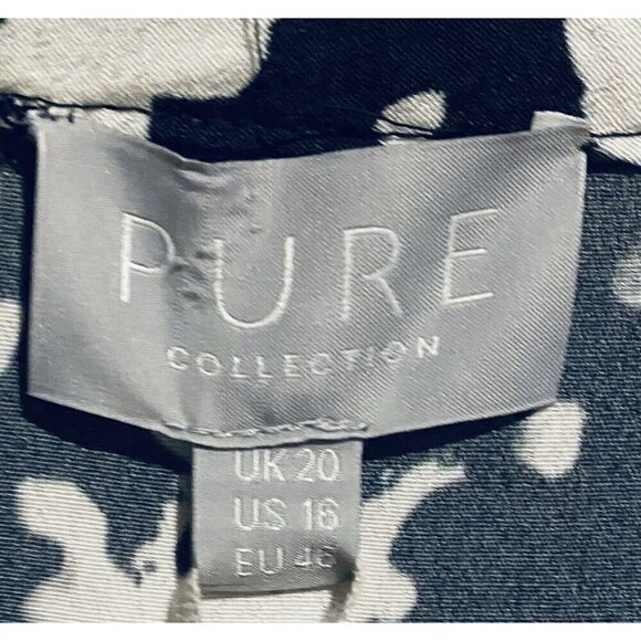 Pure Collection Top Womens 16 Black White Turtle Neck Drop Ruffle Shoulder - Picture 6 of 9